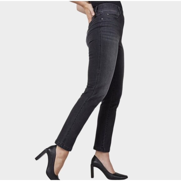 SPANX Jeans Size L Black Washed Pull On Stretch - Picture 3 of 12